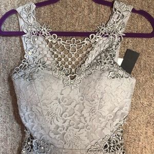 Silver long evening dress